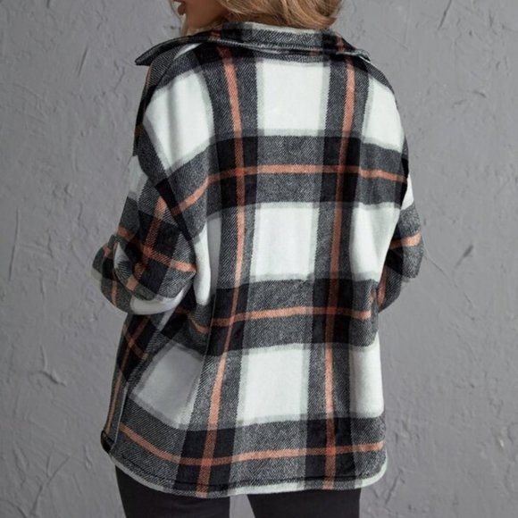 White black oversized plaid jacket shacket - Picture 4 of 8